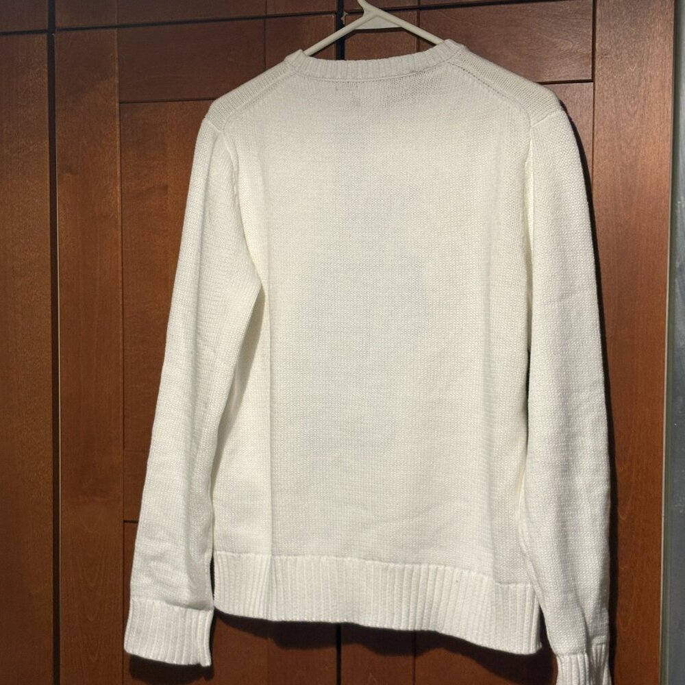Polo Ralph Lauren Women's Bear Sweater White Sz L fancy trendy modern warm $440 - Picture 10 of 10